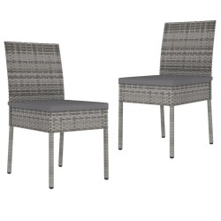 vidaXL Sillas de comedor de jardín 2 unidades ratán sintético gris