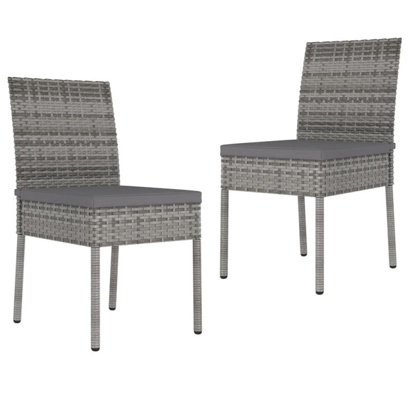 vidaXL Sillas de comedor de jardín 2 unidades ratán sintético gris vidaXL Sillas de comedor de jardín 2 unidades ratán sintético gris
