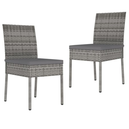 vidaXL Sillas de comedor de jardín 2 unidades ratán sintético gris