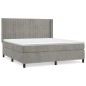 vidaXL Cama box spring con colchón terciopelo gris claro 180x200 cm vidaXL Cama box spring con colchón terciopelo gris claro 180x200 cm