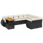 vidaXL Set de sofás de jardín 10 pzas cojines ratán sintético negro vidaXL Set de sofás de jardín 10 pzas cojines ratán sintético negro