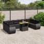 vidaXL Set de sofás de jardín 11 pzas y cojines ratán sintético negro vidaXL Set de sofás de jardín 11 pzas y cojines ratán sintético negro