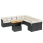 vidaXL Set de sofás de jardín 11 pzas y cojines ratán sintético negro vidaXL Set de sofás de jardín 11 pzas y cojines ratán sintético negro