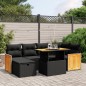vidaXL Set de comedor de jardín 7 pzas y cojines ratán sintético negro vidaXL Set de comedor de jardín 7 pzas y cojines ratán sintético negro