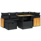 vidaXL Set de comedor de jardín 7 pzas y cojines ratán sintético negro vidaXL Set de comedor de jardín 7 pzas y cojines ratán sintético negro