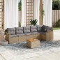 vidaXL Set sofás de jardín 7 piezas y cojines ratán sintético beige vidaXL Set sofás de jardín 7 piezas y cojines ratán sintético beige