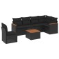 vidaXL Set de comedor de jardín 7 pzas y cojines ratán sintético negro vidaXL Set de comedor de jardín 7 pzas y cojines ratán sintético negro