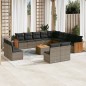 vidaXL Set de sofás de jardín 14 pzas con cojines ratán sintético gris vidaXL Set de sofás de jardín 14 pzas con cojines ratán sintético gris