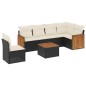 vidaXL Set de comedor de jardín 7 pzas y cojines ratán sintético negro vidaXL Set de comedor de jardín 7 pzas y cojines ratán sintético negro
