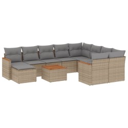 vidaXL Set de sofás de jardín 11pzas con cojines ratán sintético beige
