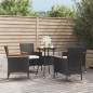vidaXL Mesita y sillas jardín 5 pzas y cojines ratán sintético negro vidaXL Mesita y sillas jardín 5 pzas y cojines ratán sintético negro