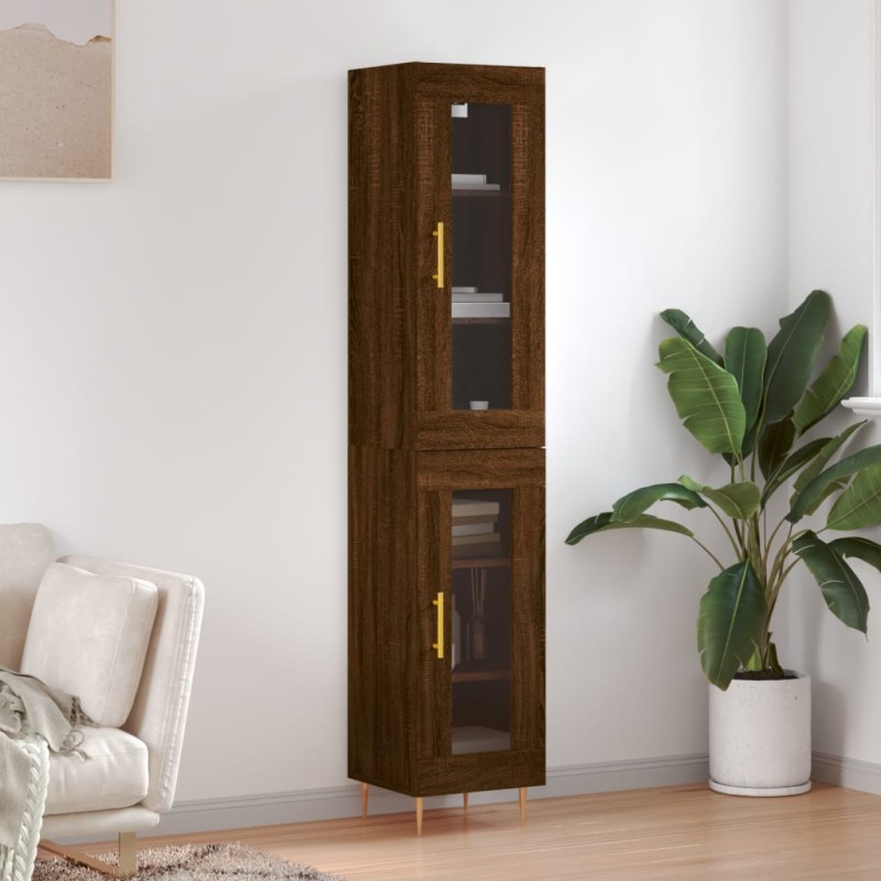 vidaXL Aparador alto madera contrachapada roble marrón 34,5x34x180 cm vidaXL Aparador alto madera contrachapada roble marrón 34,5x34x180 cm