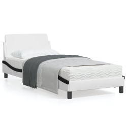 vidaXL Estructura de cama con cabecero cuero sintético blanco y negro