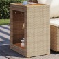 vidaXL Mesa auxiliar jardín tapa madera ratán PE beige 60x40x75 cm vidaXL Mesa auxiliar jardín tapa madera ratán PE beige 60x40x75 cm
