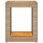 vidaXL Mesa auxiliar jardín tapa madera ratán PE beige 60x40x75 cm vidaXL Mesa auxiliar jardín tapa madera ratán PE beige 60x40x75 cm