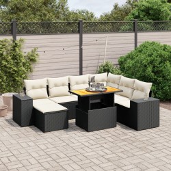 vidaXL Set de sofás de jardín 8 piezas y cojines ratán sintético negro