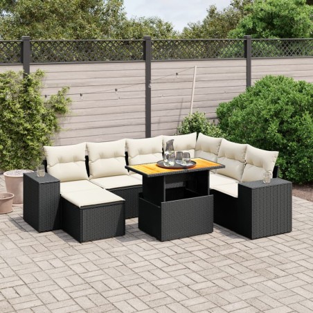 vidaXL Set de sofás de jardín 8 piezas y cojines ratán sintético negro