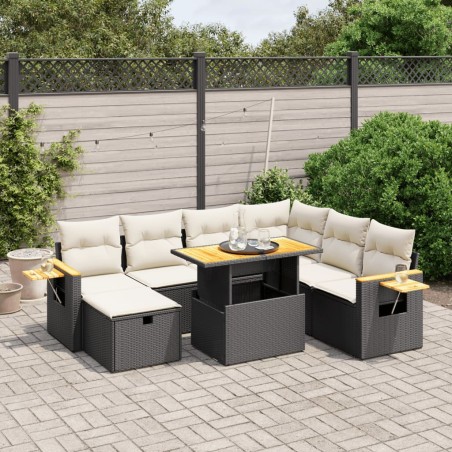 vidaXL Set de sofás de jardín 8 piezas y cojines ratán sintético negro