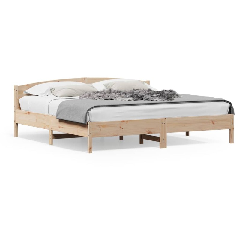 vidaXL Estructura de cama con cabecero madera maciza de pino 200x200cm vidaXL Estructura de cama con cabecero madera maciza de pino 200x200cm