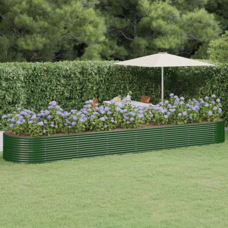 vidaXL Jardinera arriate acero recubrimiento polvo verde 584x140x68 cm
