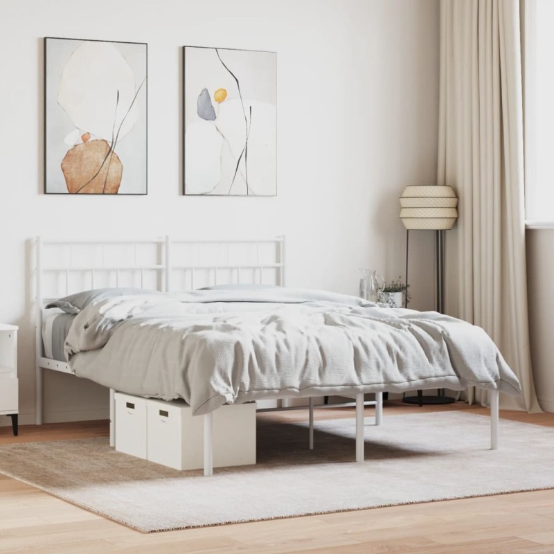 vidaXL Estructura de cama de metal con cabecero blanca 150x200 cm