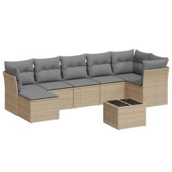 vidaXL Juego de sofás de jardín con cojines beige 8 pzas ratán PE