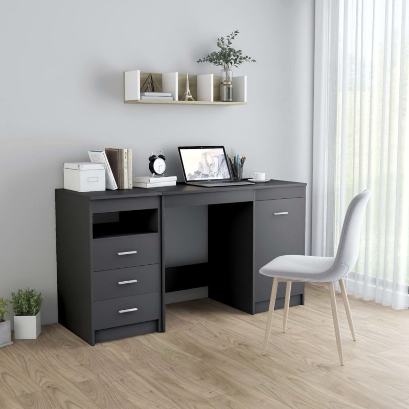 vidaXL Escritorio de madera de ingeniería gris 140x50x76 cm vidaXL Escritorio de madera de ingeniería gris 140x50x76 cm