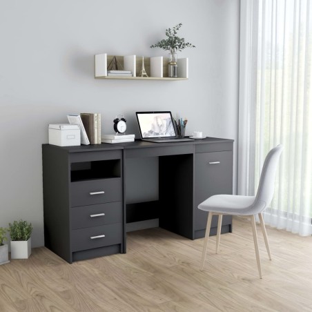 vidaXL Escritorio de madera de ingeniería gris 140x50x76 cm