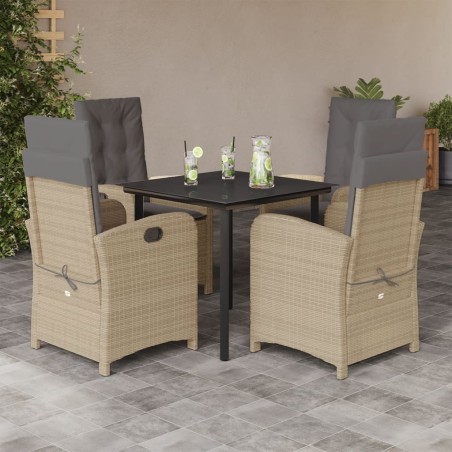 vidaXL Set comedor de jardín 5 pzas con cojines ratán sintético beige