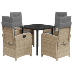 vidaXL Set comedor de jardín 5 pzas con cojines ratán sintético beige