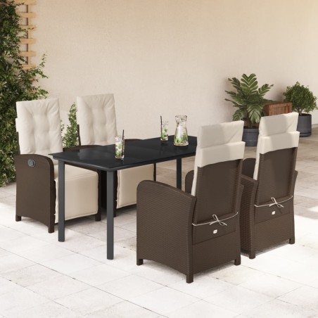 vidaXL Set comedor de jardín 5 piezas y cojines ratán sintético marrón