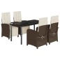 vidaXL Set comedor de jardín 5 piezas y cojines ratán sintético marrón vidaXL Set comedor de jardín 5 piezas y cojines ratán sintético marrón