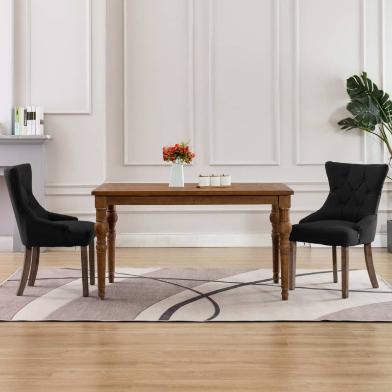 vidaXL Sillas de comedor 2 unidades de tela negras 
