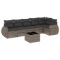 vidaXL Set de sofás de jardín 7 piezas con cojines ratán PE gris vidaXL Set de sofás de jardín 7 piezas con cojines ratán PE gris