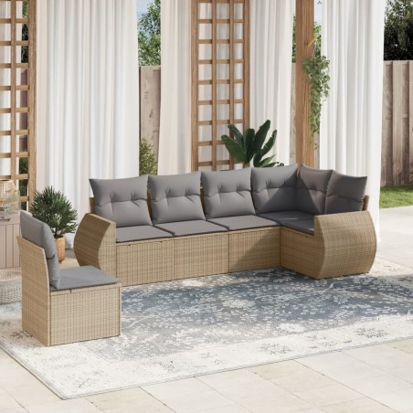 vidaXL Juego de sofás jardín con cojines 6 pzas ratán sintético beige