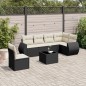 vidaXL Set de comedor de jardín 7 pzas y cojines ratán sintético negro vidaXL Set de comedor de jardín 7 pzas y cojines ratán sintético negro