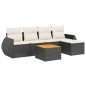 vidaXL Set de sofás de jardín 6 piezas y cojines ratán sintético negro vidaXL Set de sofás de jardín 6 piezas y cojines ratán sintético negro