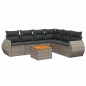vidaXL Set de sofás de jardín 7 piezas con cojines ratán PE gris vidaXL Set de sofás de jardín 7 piezas con cojines ratán PE gris