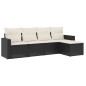 vidaXL Set de muebles de jardín 5 pzas y cojines ratán sintético negro vidaXL Set de muebles de jardín 5 pzas y cojines ratán sintético negro