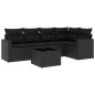 vidaXL Set de sofás de jardín 6 piezas y cojines ratán sintético negro