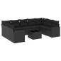 vidaXL Set de sofás de jardín 10 pzas cojines ratán sintético negro