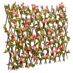 vidaXL Enrejado valla expansible de hiedra artificial rosa 180x60 cm