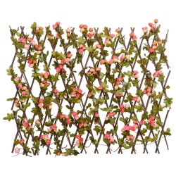 vidaXL Enrejado valla expansible de hiedra artificial rosa 180x60 cm