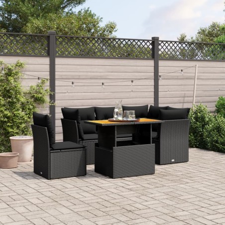 vidaXL Set de muebles de jardín 5 pzas y cojines ratán sintético negro
