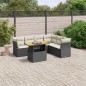 vidaXL Set de comedor de jardín 7 pzas y cojines ratán sintético negro vidaXL Set de comedor de jardín 7 pzas y cojines ratán sintético negro