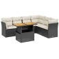 vidaXL Set de comedor de jardín 7 pzas y cojines ratán sintético negro vidaXL Set de comedor de jardín 7 pzas y cojines ratán sintético negro
