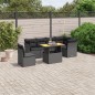 vidaXL Set de comedor de jardín 7 pzas y cojines ratán sintético negro