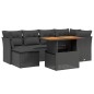 vidaXL Set de comedor de jardín 7 pzas y cojines ratán sintético negro vidaXL Set de comedor de jardín 7 pzas y cojines ratán sintético negro