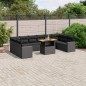vidaXL Set de sofás de jardín 11 pzas y cojines ratán sintético negro