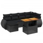 vidaXL Set de sofás de jardín 6 piezas y cojines ratán sintético negro